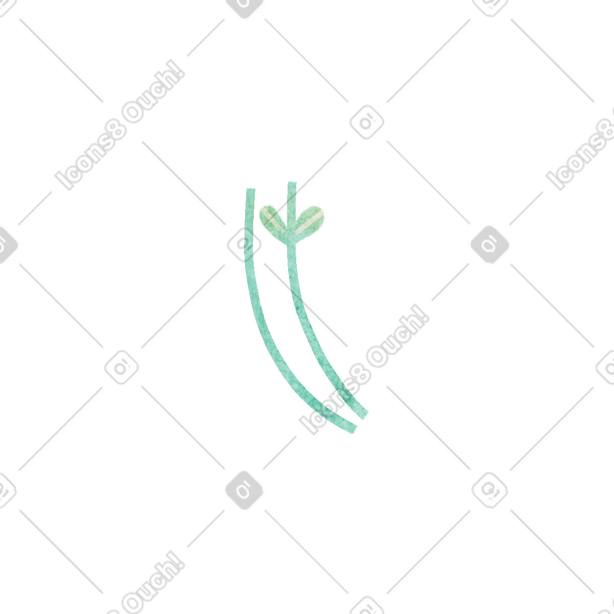 下载 Jungle 风格的 Botanical green grass blade with fresh sprout 插画，支持 PNG、SVG 格式