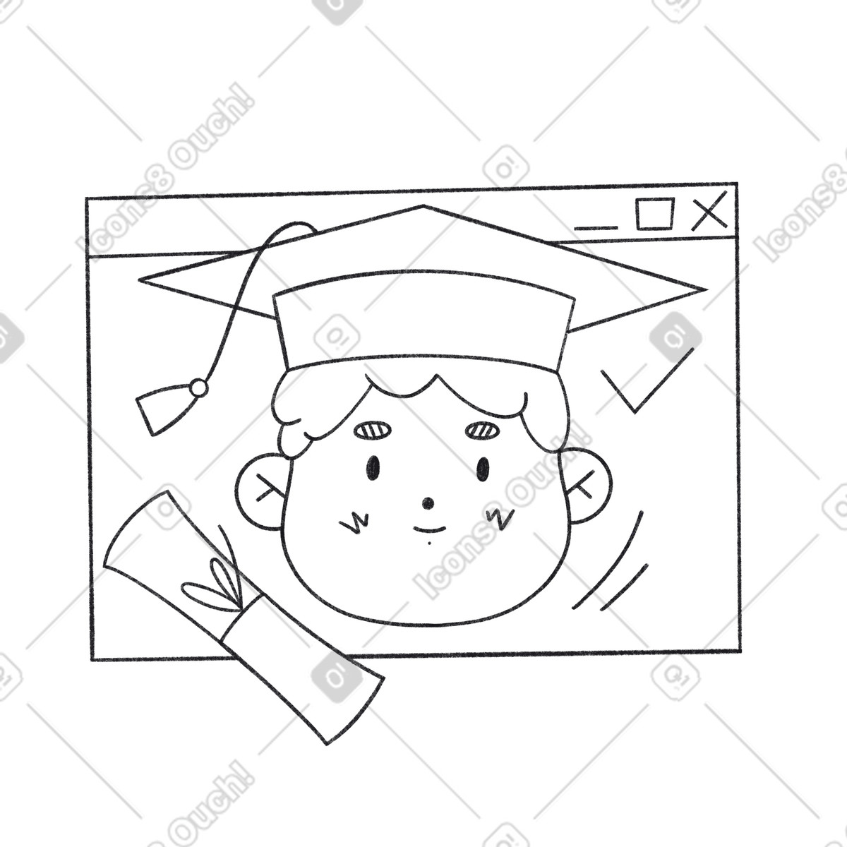 Graduate displaying diploma illustration remote education clipart high-quality graphics