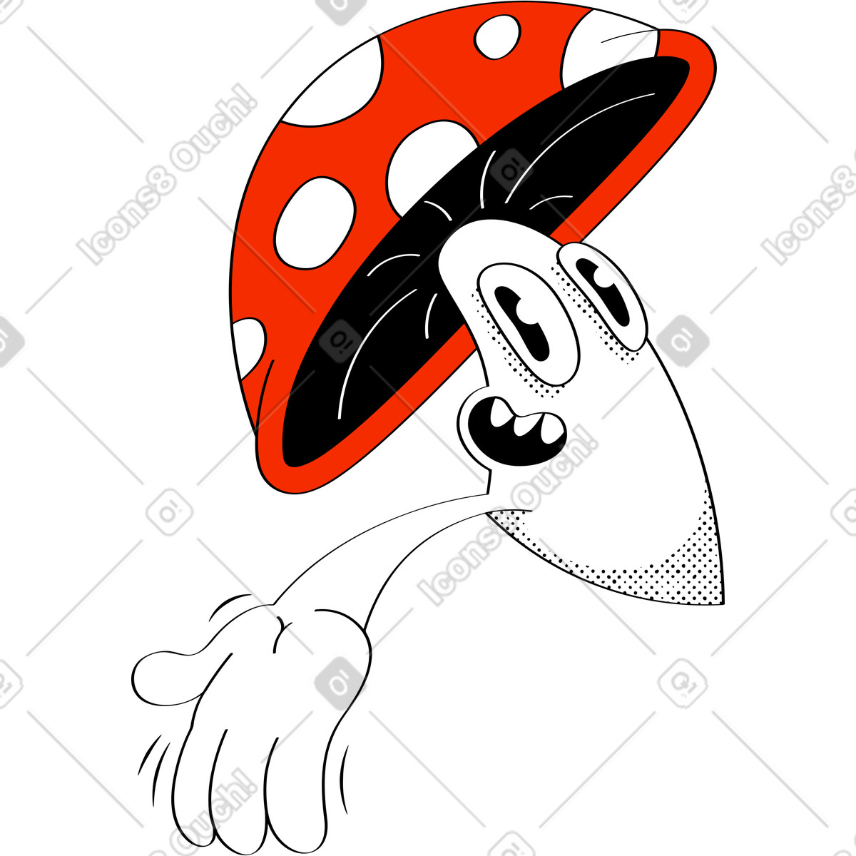 Illustration Champignon dans le style Looney à télécharger aux formats PNG, SVG