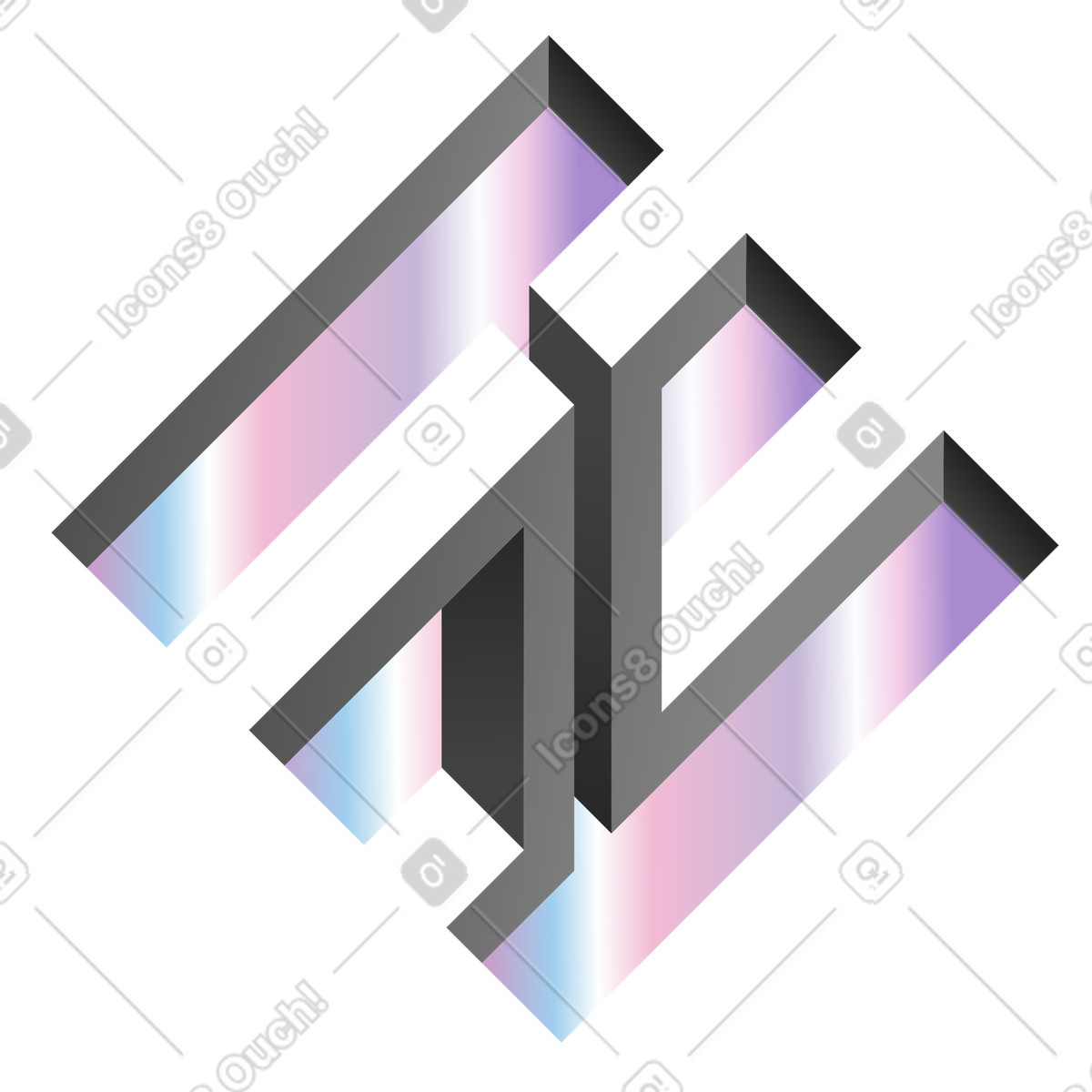 Forma geometrica impossibile, illusione ottica astratta illustrazione in stile Experimental scarica in PNG, SVG