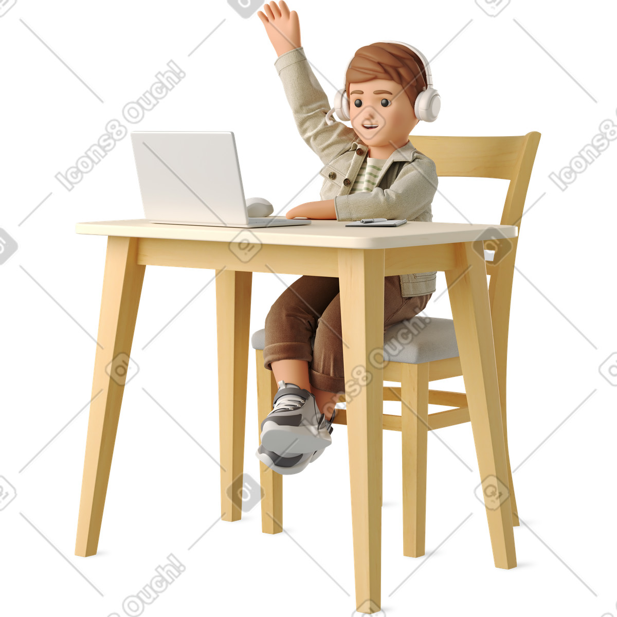 Little boy in online lesson illustration schoolboy clipart images GIF PNG