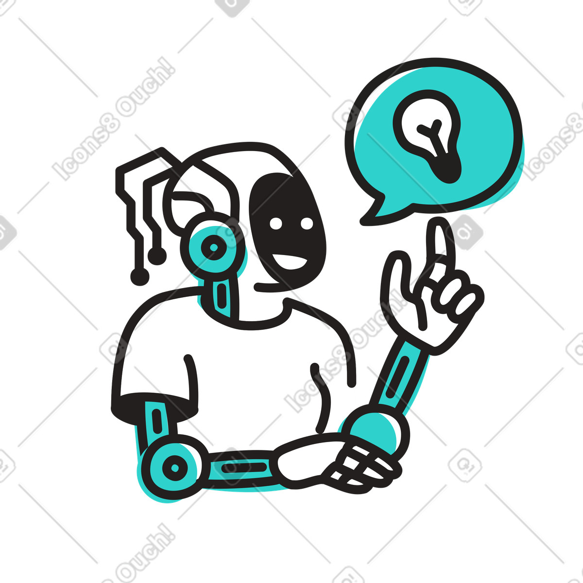 Ilustração de Encontrando soluções com inteligência artificial em no estilo Little para baixar em PNG, SVG