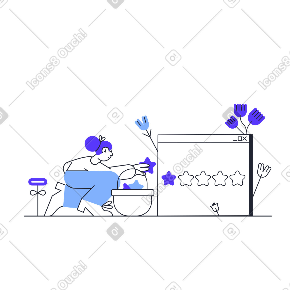 下载 Pablita 风格的 在线留下评论的女士 插画，支持 PNG、SVG 格式