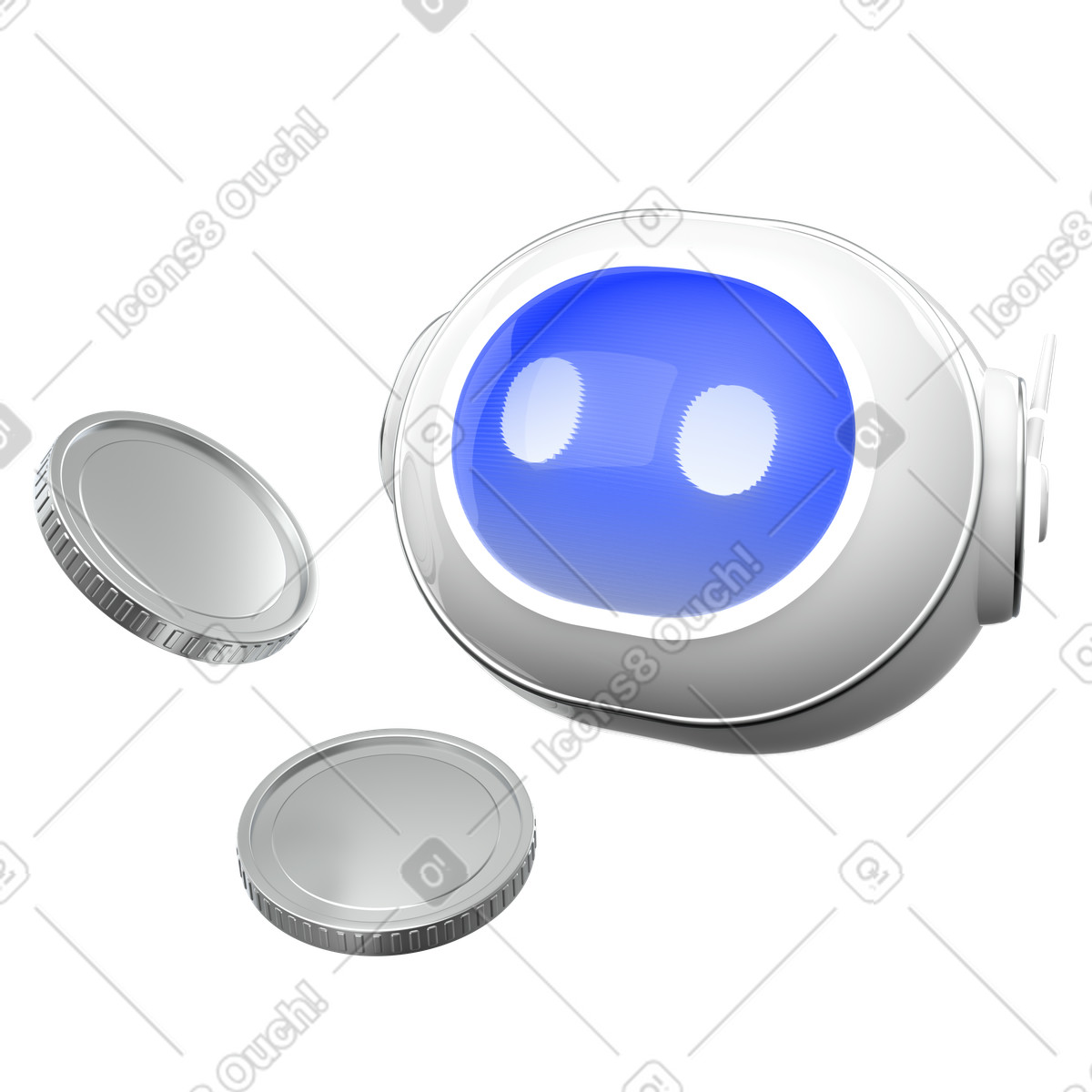 AI robot finance, Artificial intelligence money, Digital currency assistant illustration in 3D Enterprise style download in PNG, SVG