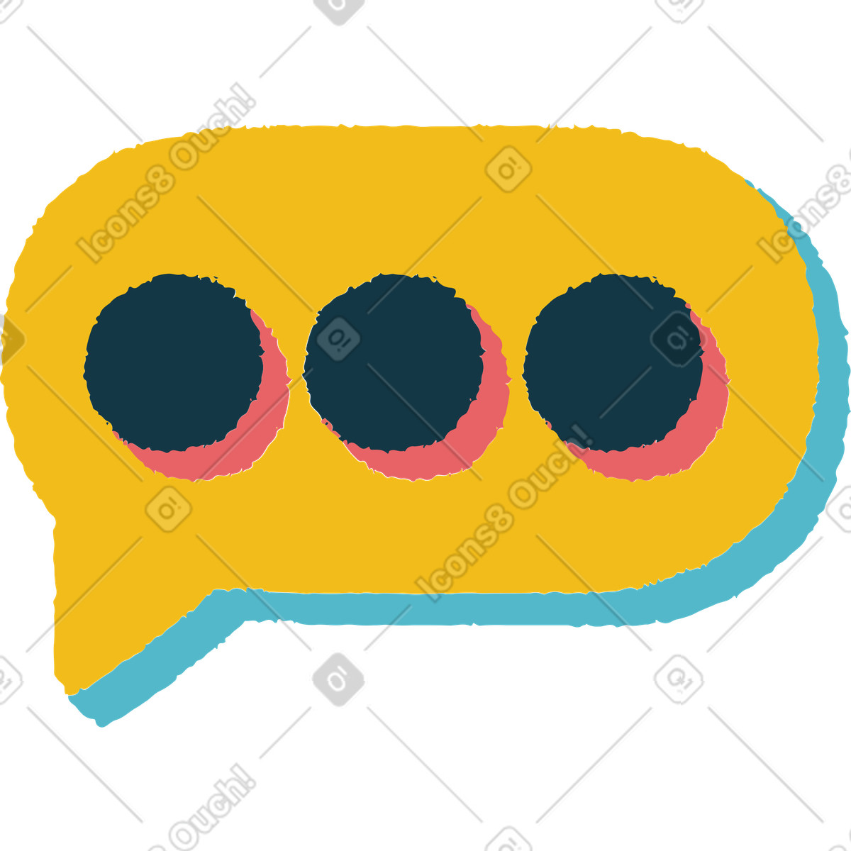 Illustration Trois points dans la bulle de dialogue le style Flamenco à télécharger aux formats PNG, SVG