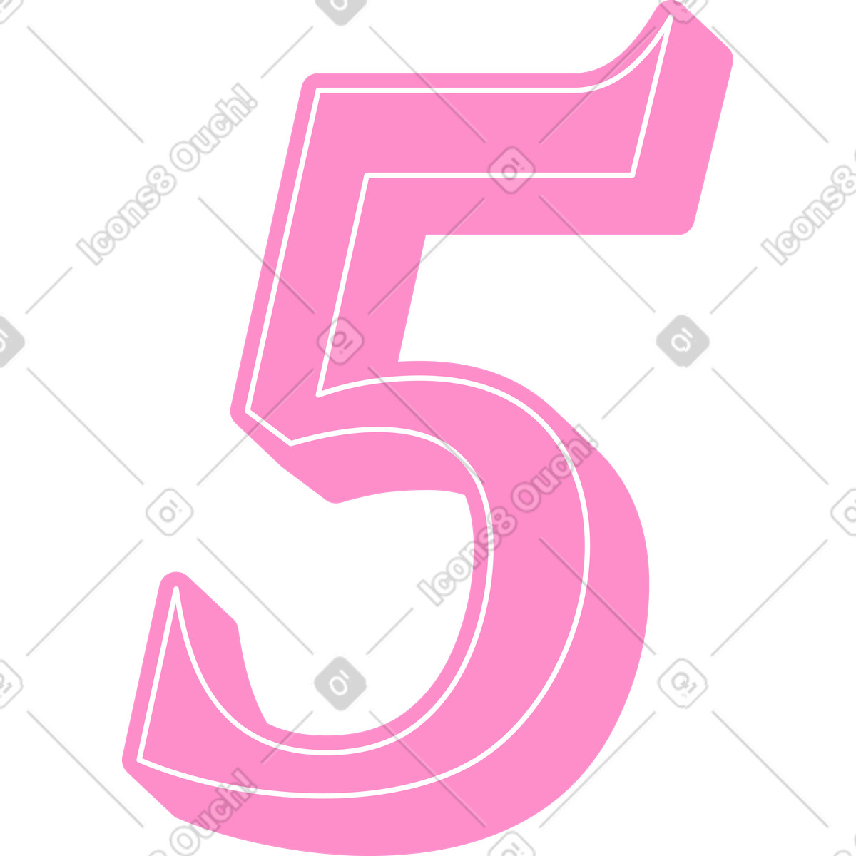 Pink number illustration in Jumble style download in PNG, SVG