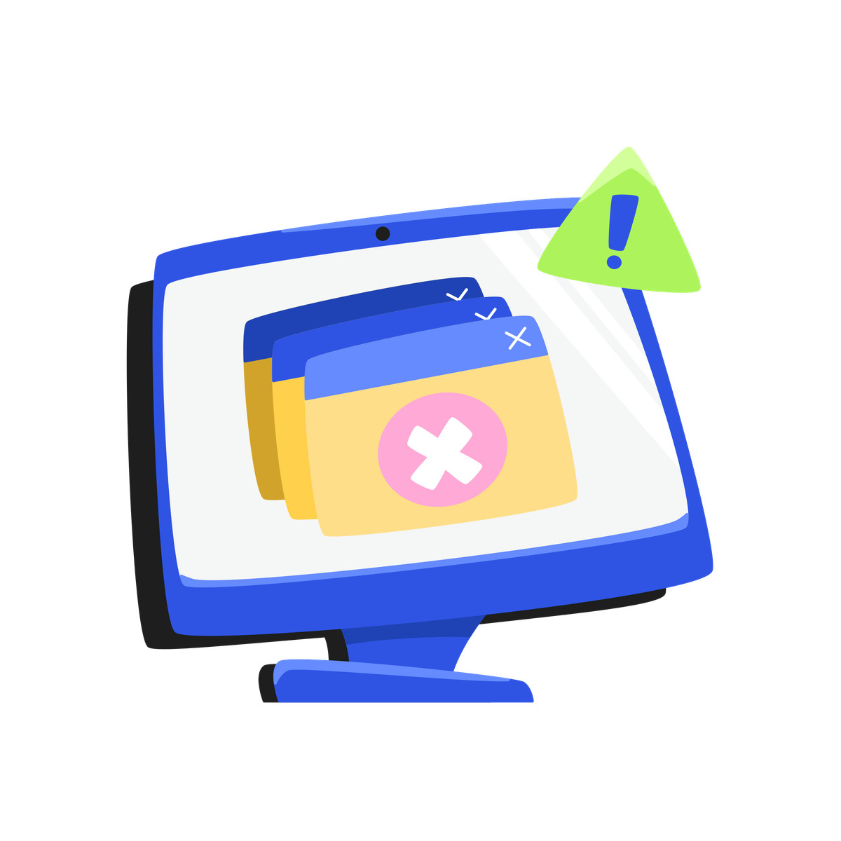 Multiple errors on the computer animated illustration in Bouncy style download in GIF, Lottie (JSON), AE