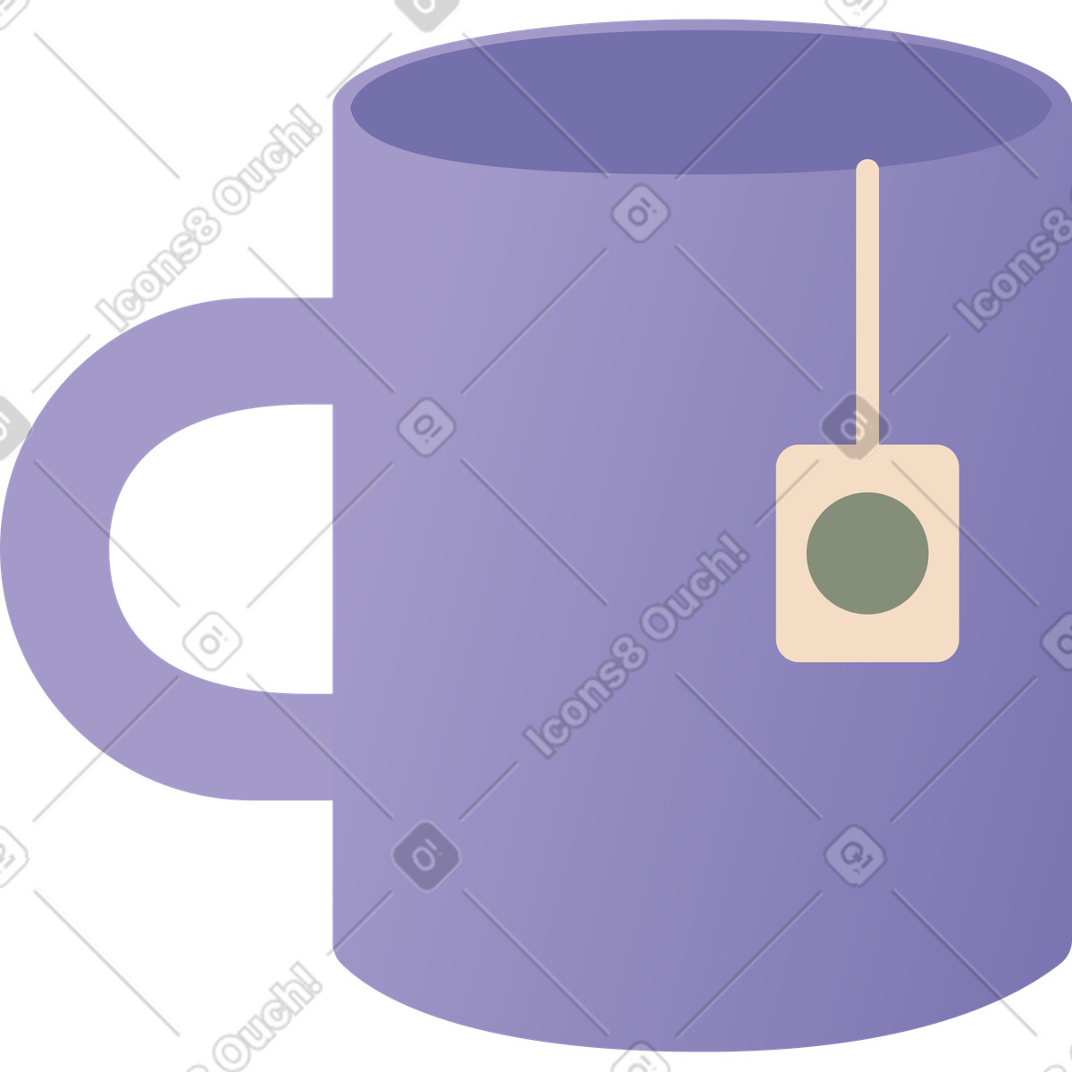 Becher mit teebeutel-Illustration im Coworking-Stil als Download in PNG, SVG