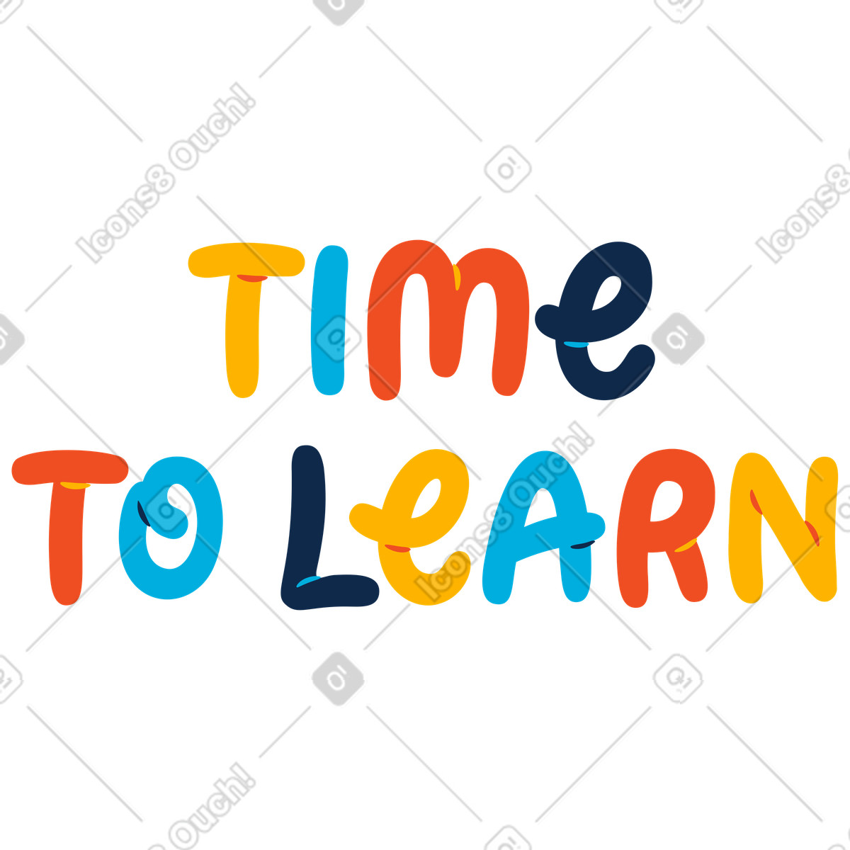 Lettering time to learn illustration in Flame style download in PNG, SVG