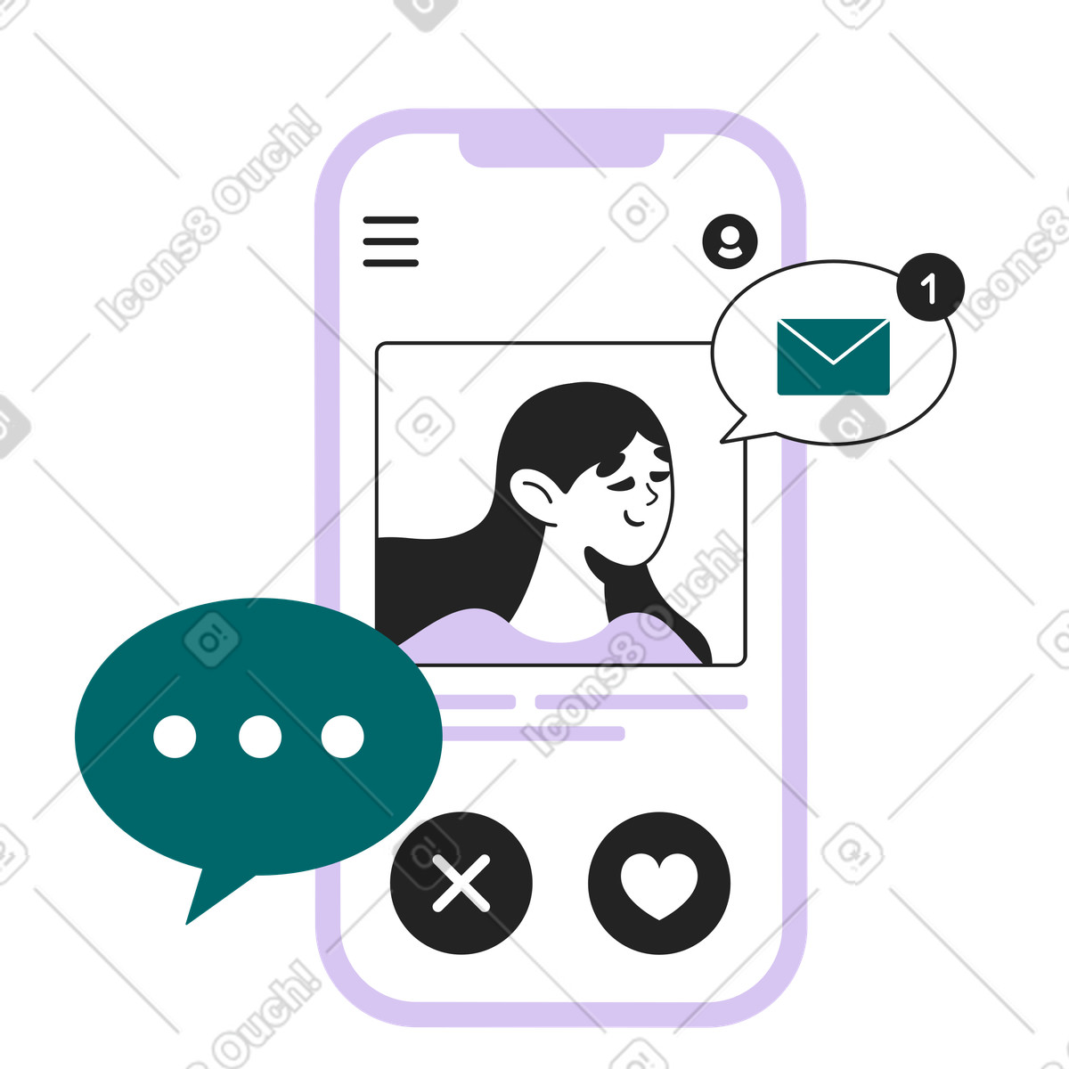 Dating-app-Illustration in PNG, SVG