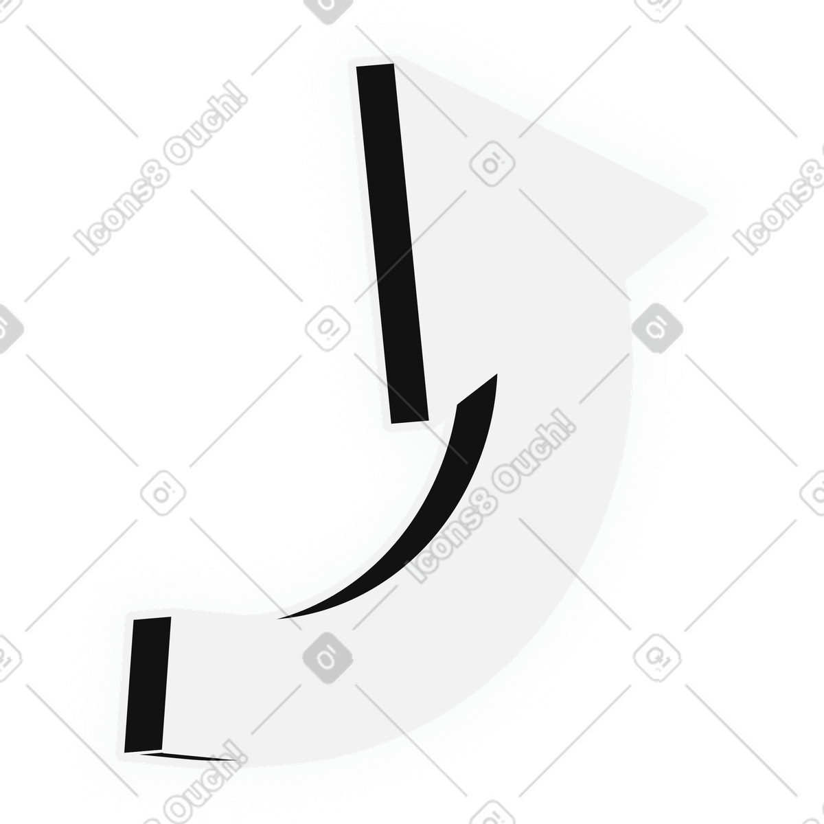 Illustration Flèche courbée vers le haut dans style Inverse à télécharger aux formats PNG, SVG
