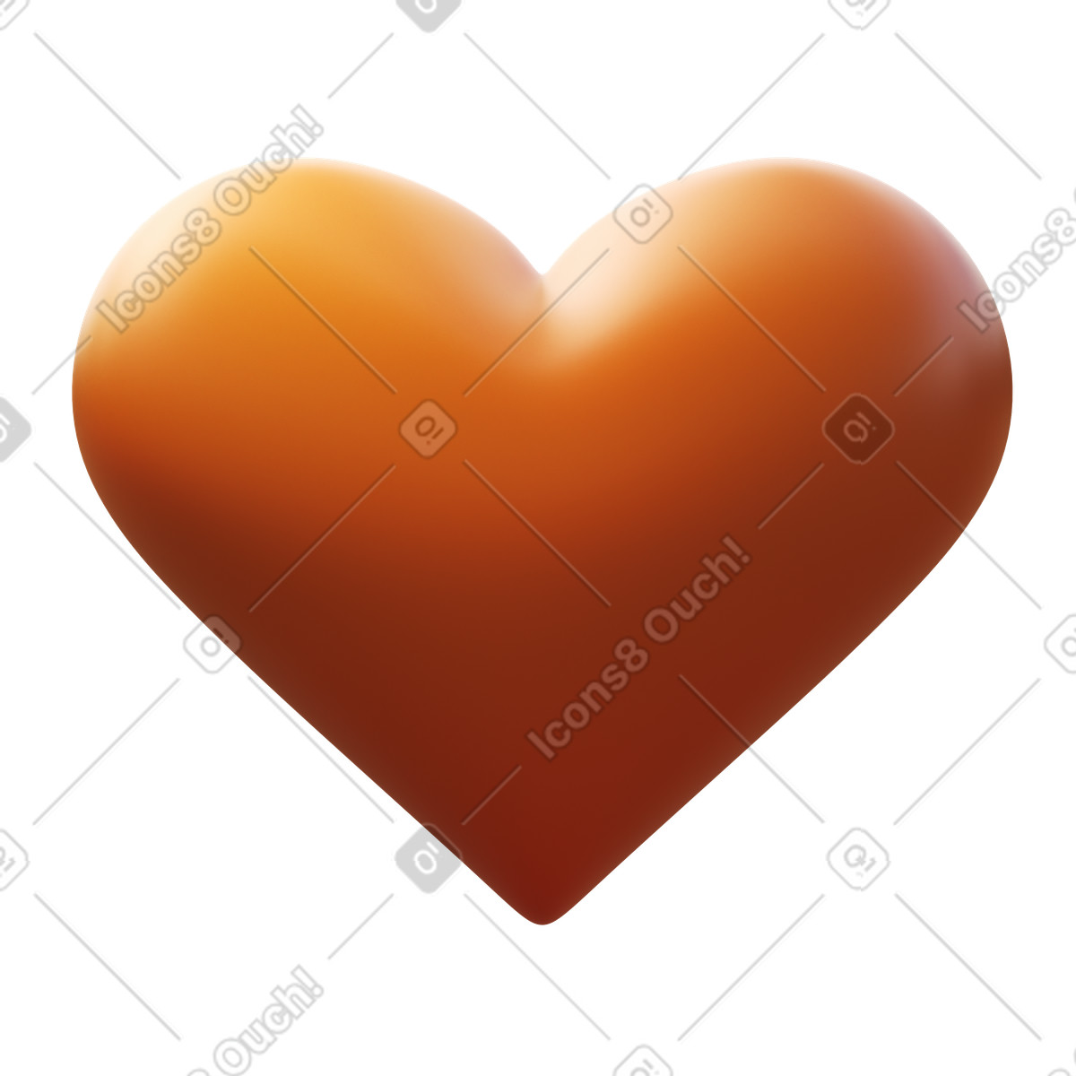 Brown heart illustration in 3D Fluency style download in PNG, SVG