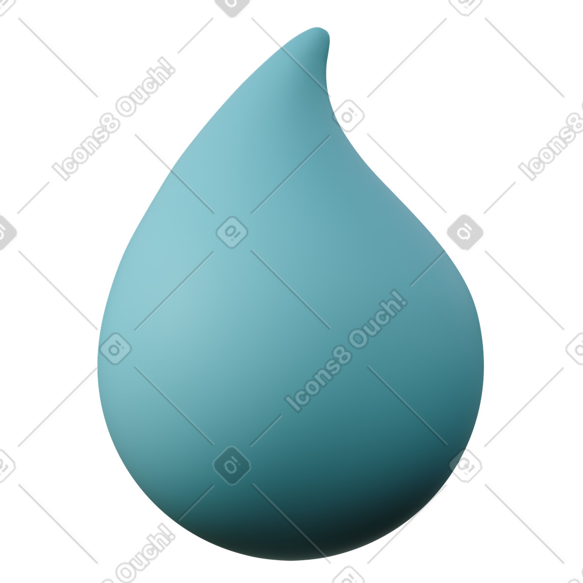 Turquoise drop of water illustration in 3D Sugary style download in PNG, SVG