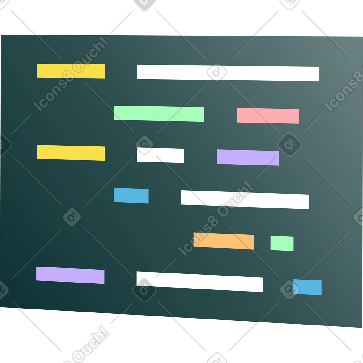 Turned black rectangle with colorful code illustration in Florid style download in PNG, SVG