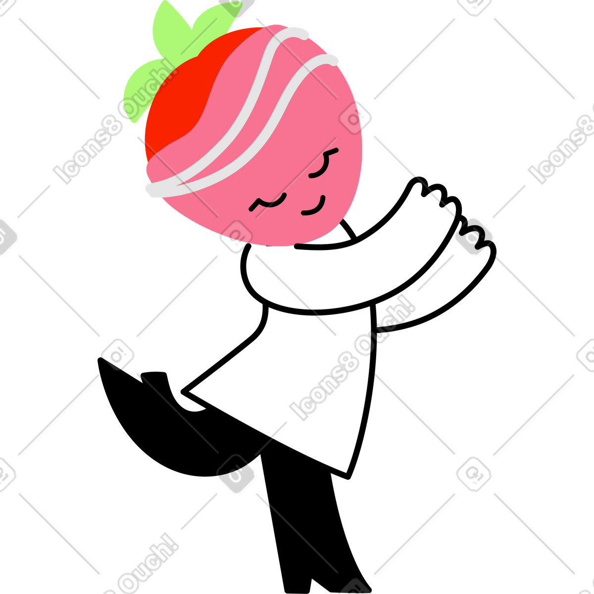 Figur mit erdbeerkopf-Illustration im Giggle-Stil als Download in PNG, SVG