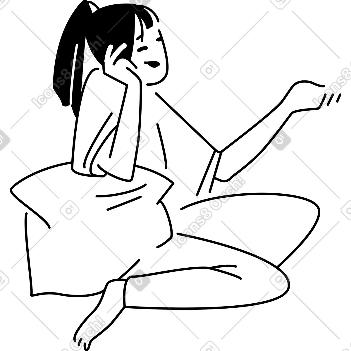 Gelangweilte frau mit kissen-Illustration im Weekday-Stil als Download in PNG, SVG