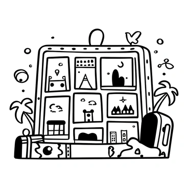 A collage-style photo frame filled with small pictures from different holiday destinations