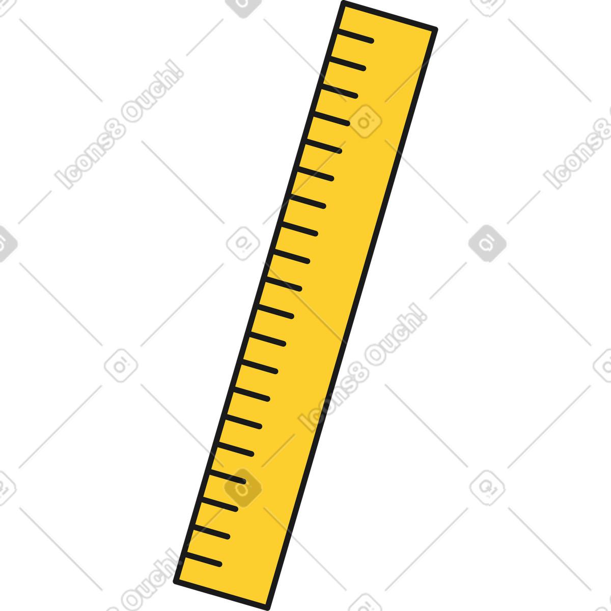 Hand-drawn sketch ruler illustration clipart with rough pencil texture