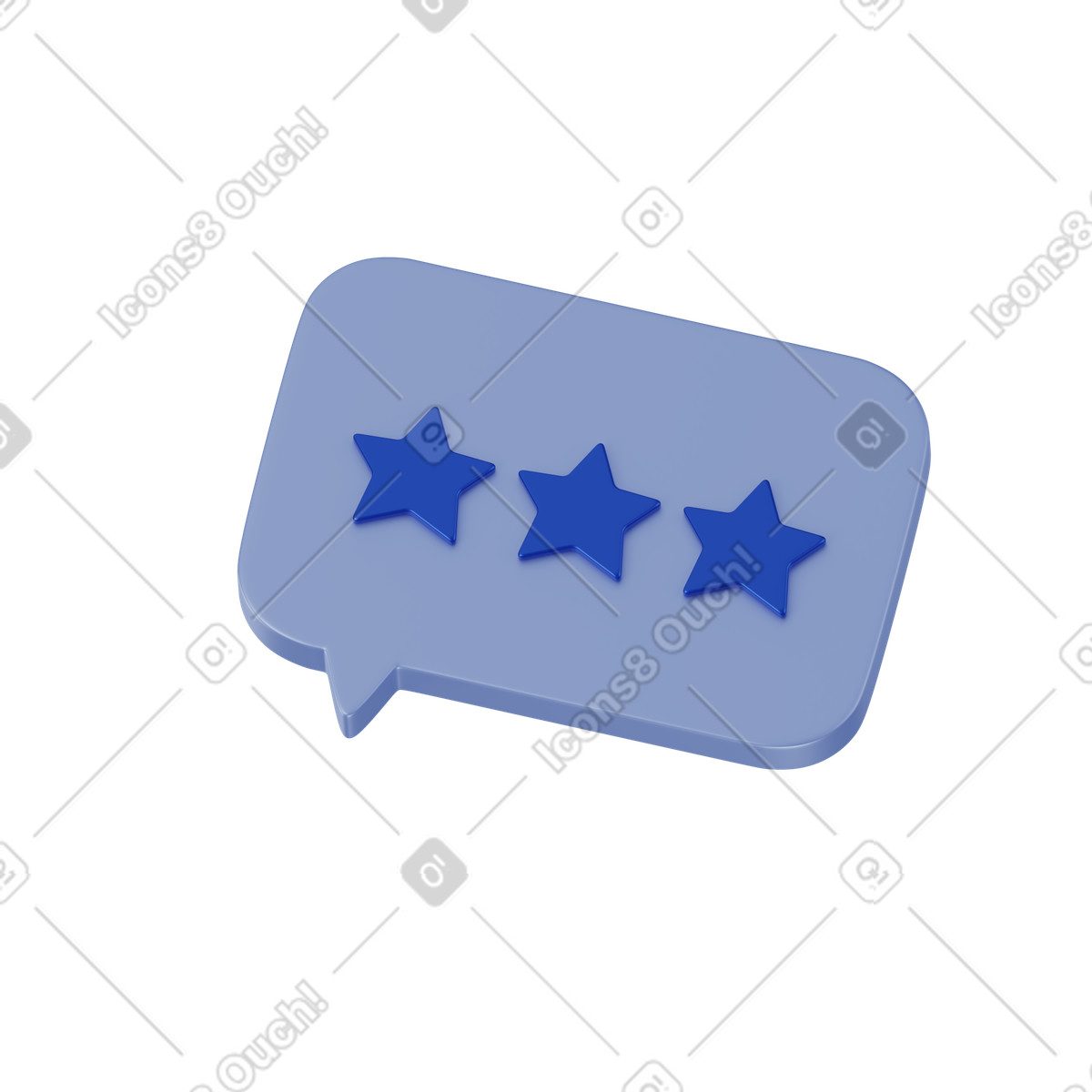 Blue speech bubble with stars illustration in 3D Techny style download in PNG, SVG