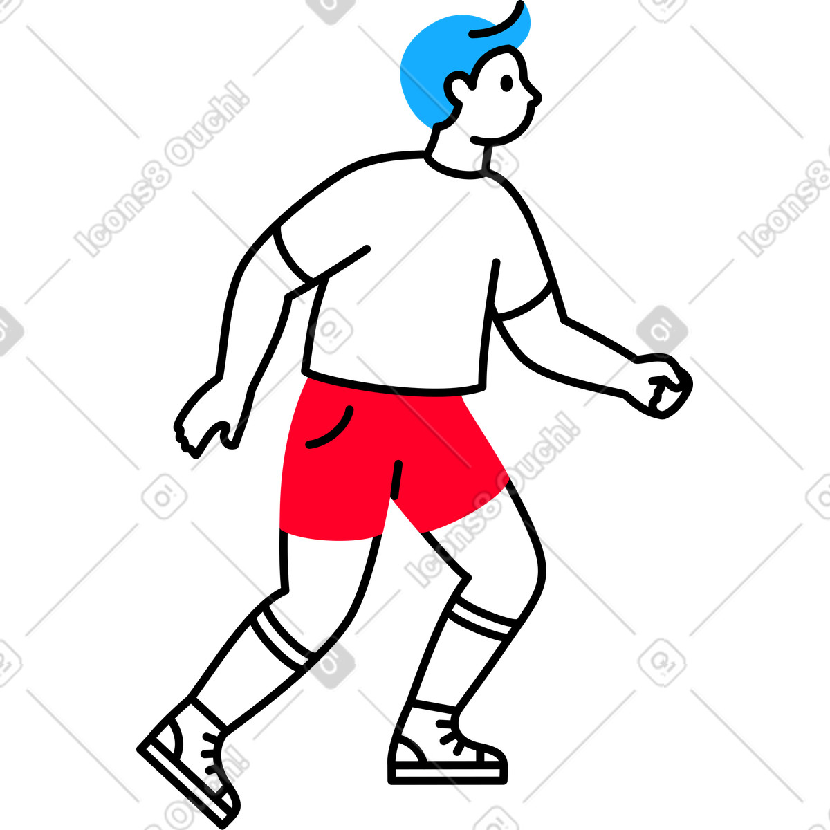 Man pushing off with his right foot illustration in Transistor style download in PNG, SVG