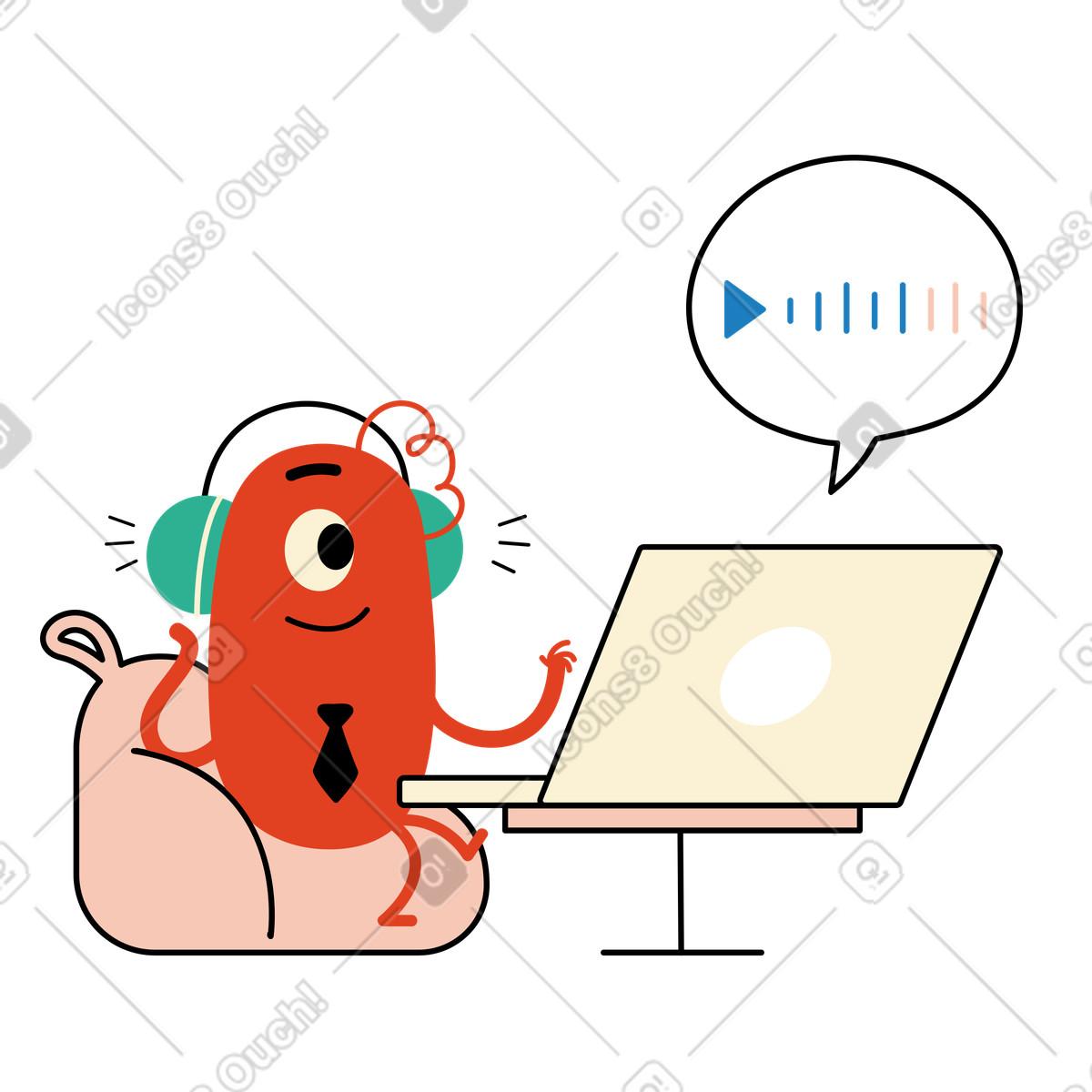 Character listens to a teaching lesson illustration in Jelly style download in PNG, SVG