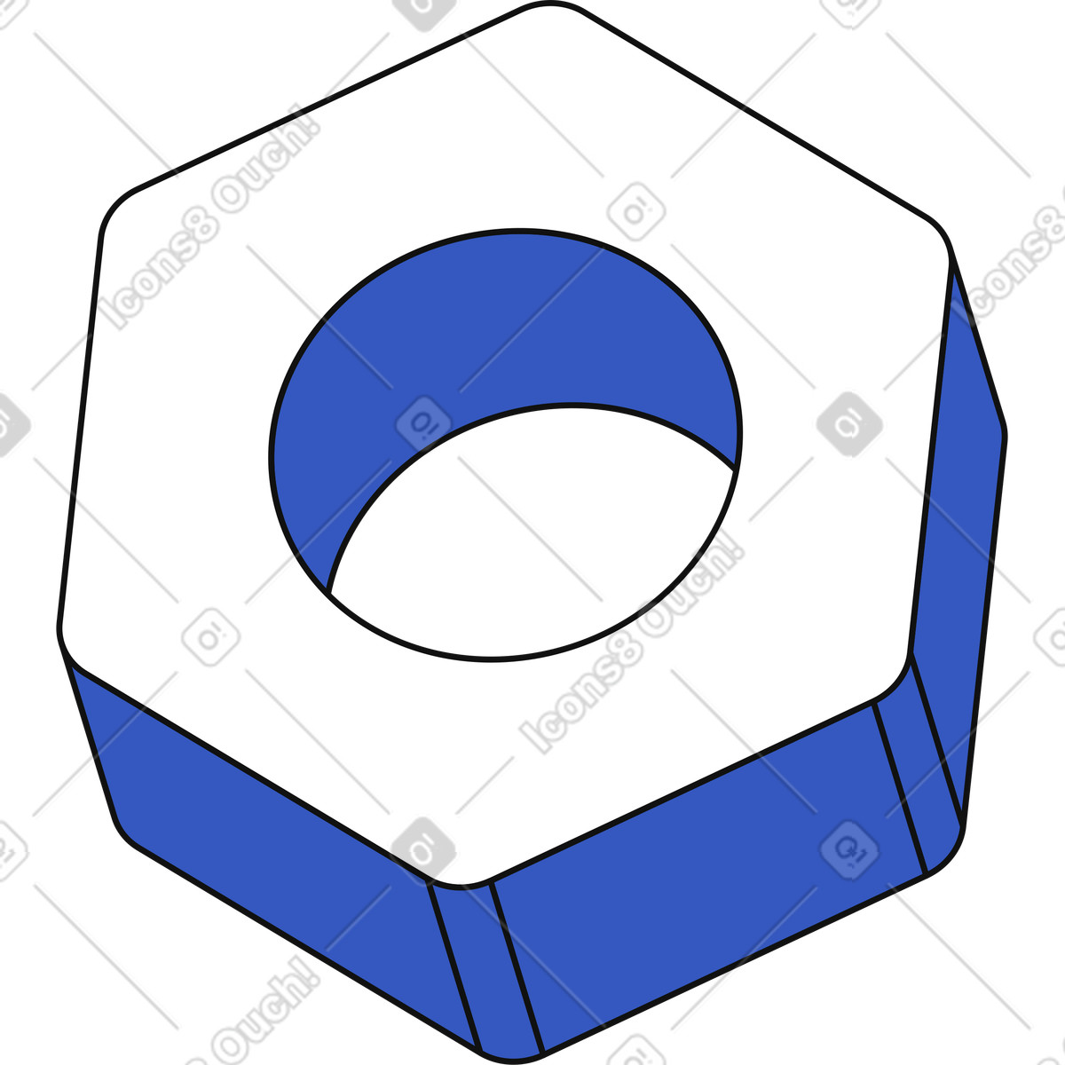 Illustration Écrou hexagonal dans le style Techny à télécharger aux formats PNG, SVG
