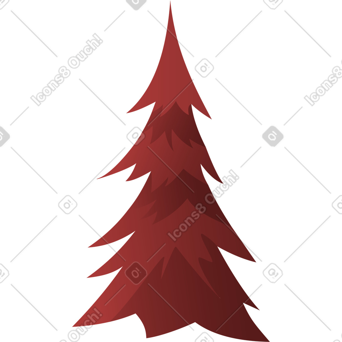 Red fluffy pine illustration in Vivid style download in PNG, SVG