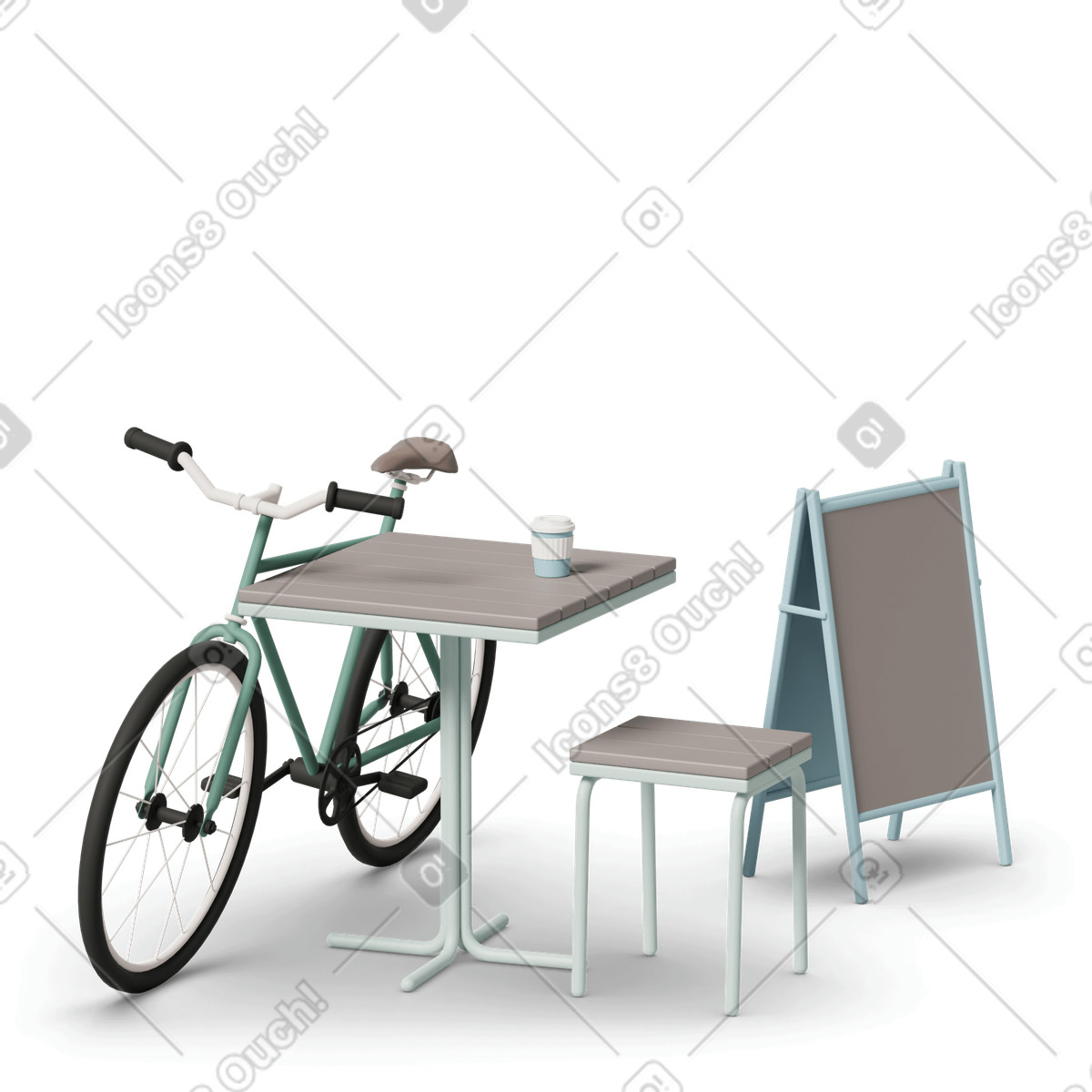 3D Casual life スタイルの Street cafe のイラストをPNG、SVG形式でダウンロード
