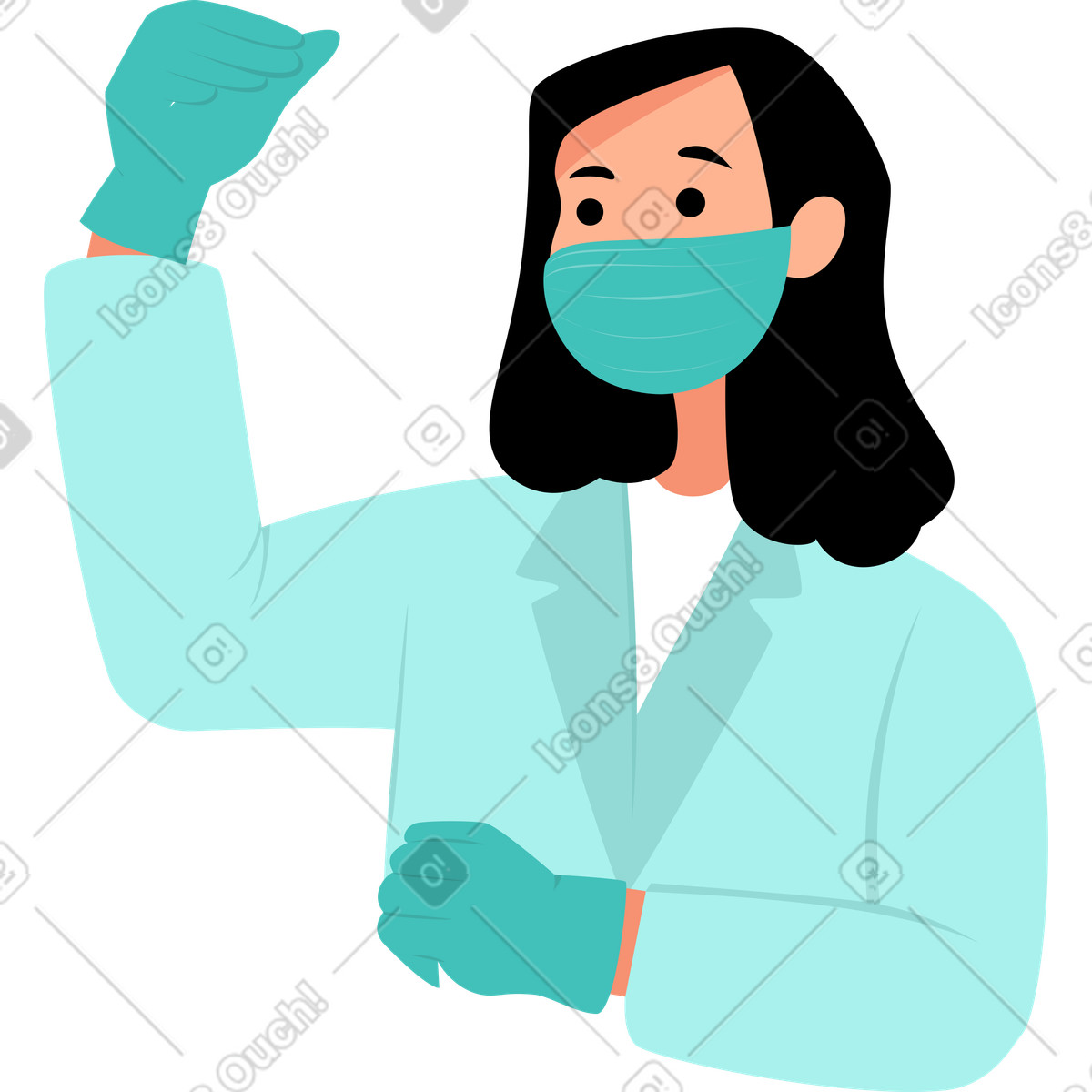 下载 Lagom 风格的 Woman doctor in mask 插画，支持 PNG、SVG 格式