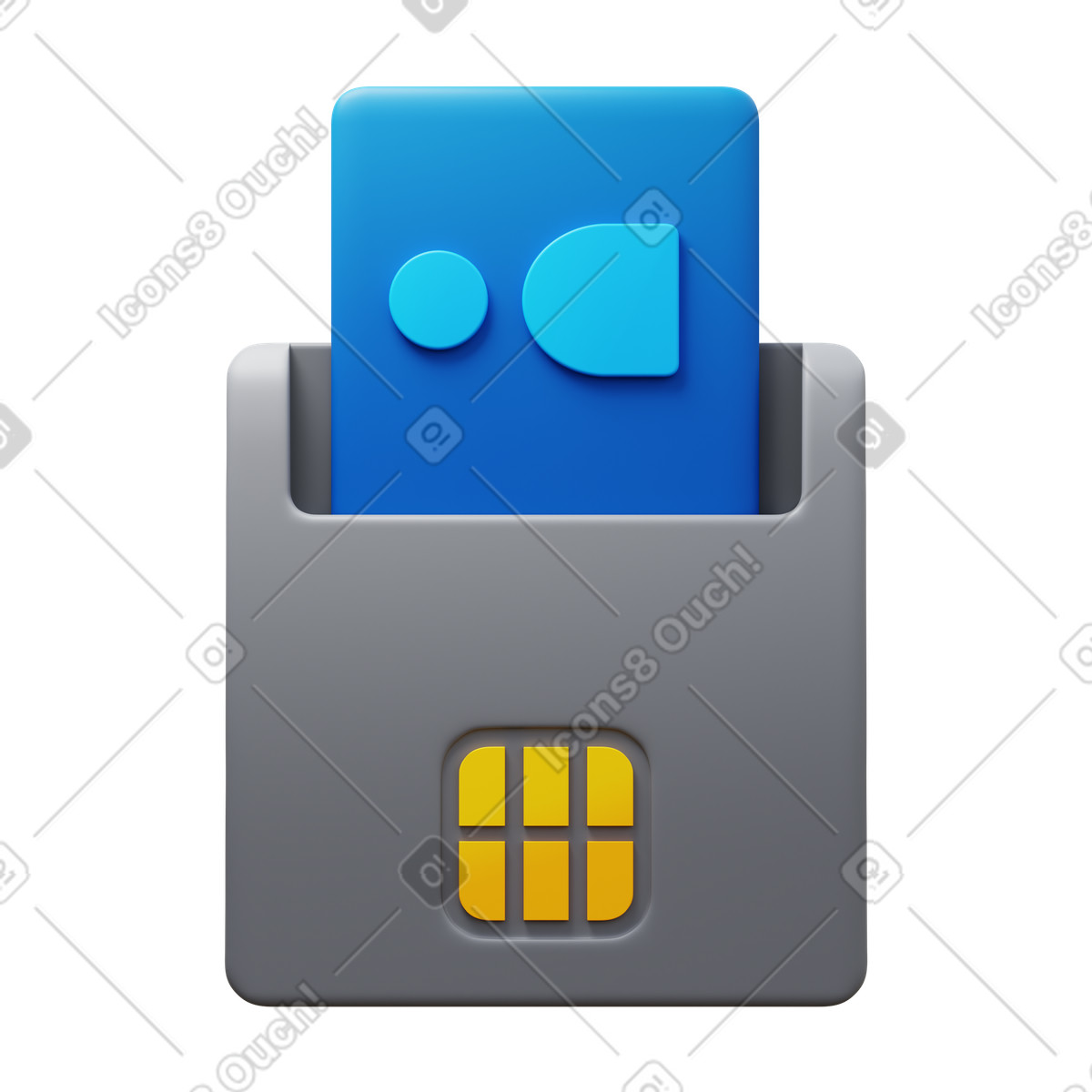 Smart card reader illustrazione in stile 3D Fluency scarica in PNG, SVG