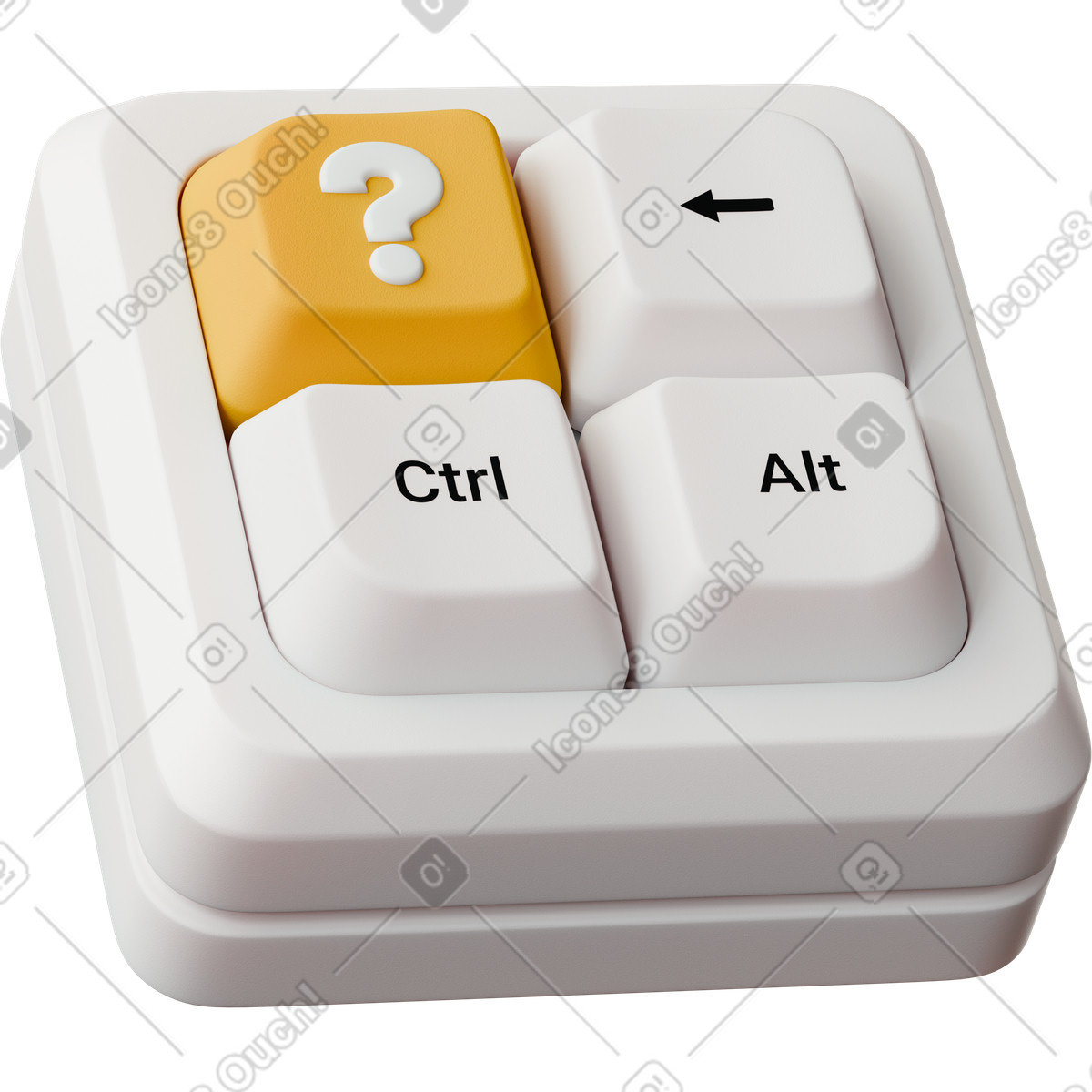 Keyboard with question keycap animated illustration in 3D Stickle style download in GIF, Lottie (JSON), AE