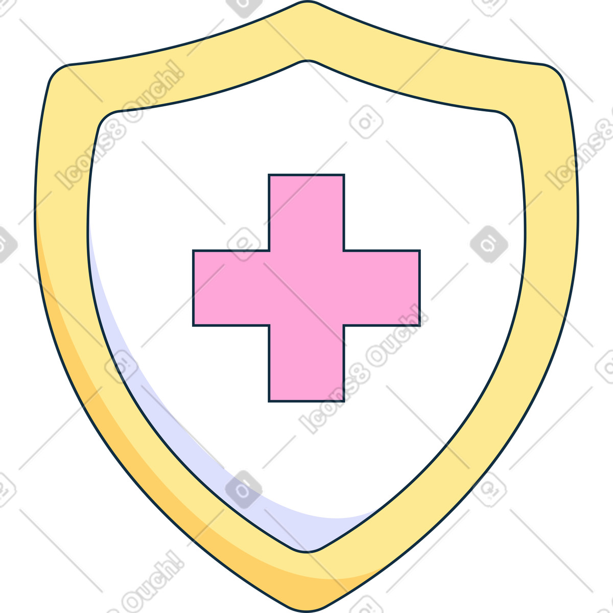 Shield illustration in Bubble gum style download in PNG, SVG