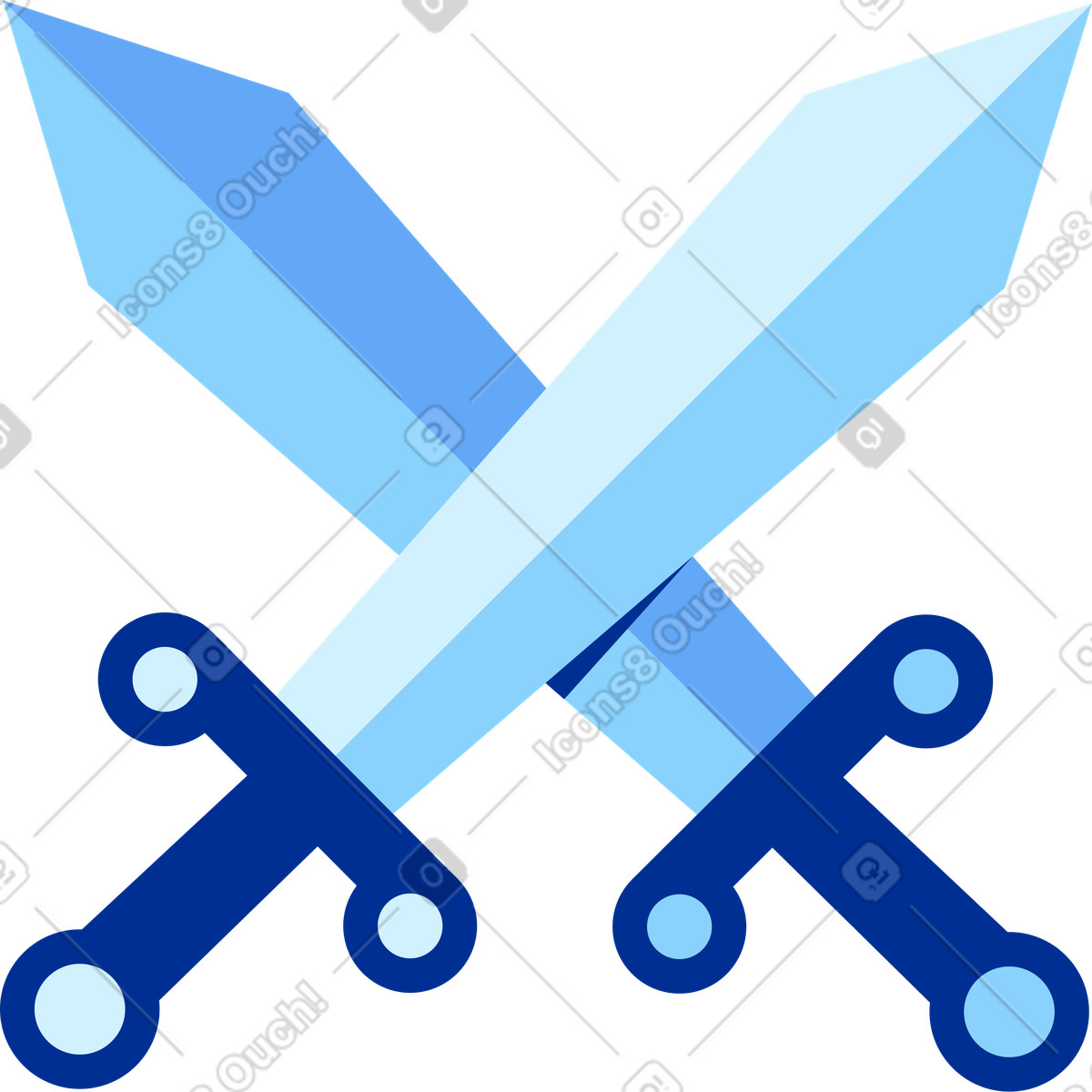 下载 Glossy 风格的 交叉的剑 插画，支持 PNG、SVG 格式