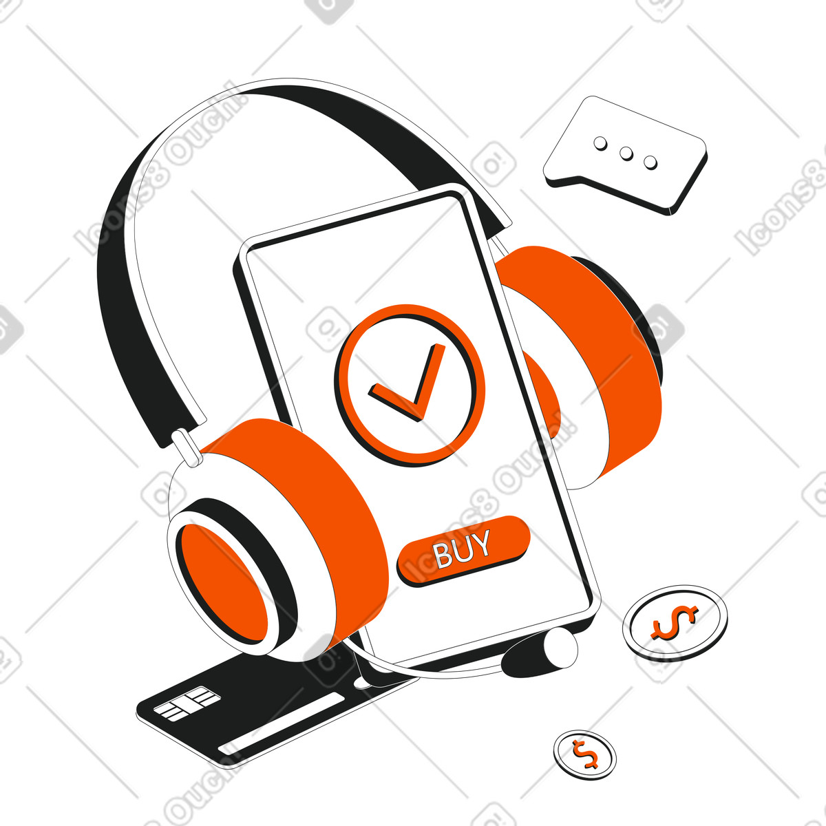 Strict 스타일의 Mobile shopping with operator support, Online assistance 일러스트레이션 PNG, SVG 다운로드