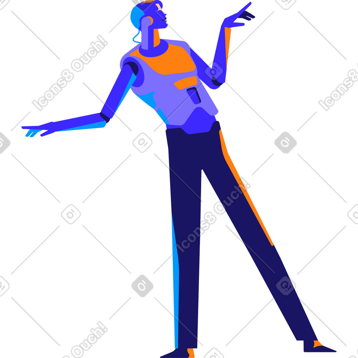 Ilustración Humanoide femenino en estilo Worky a descargar en PNG y SVG