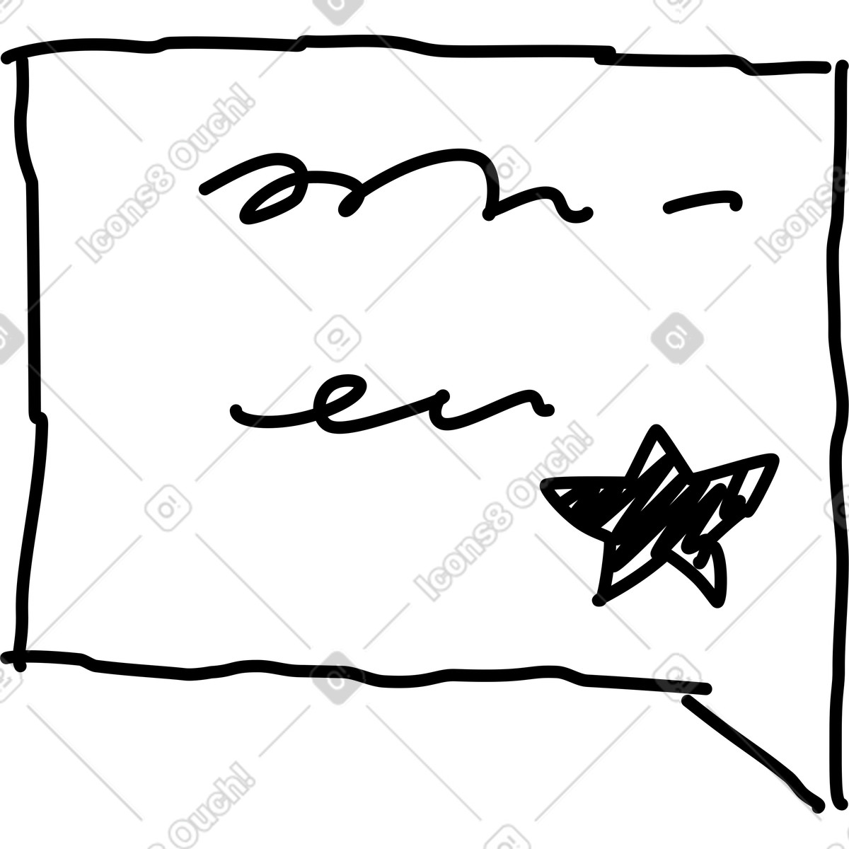 Certificate document with scribble text and decorative star badge illustrazione in stile Rondy Stickers scarica in PNG, SVG
