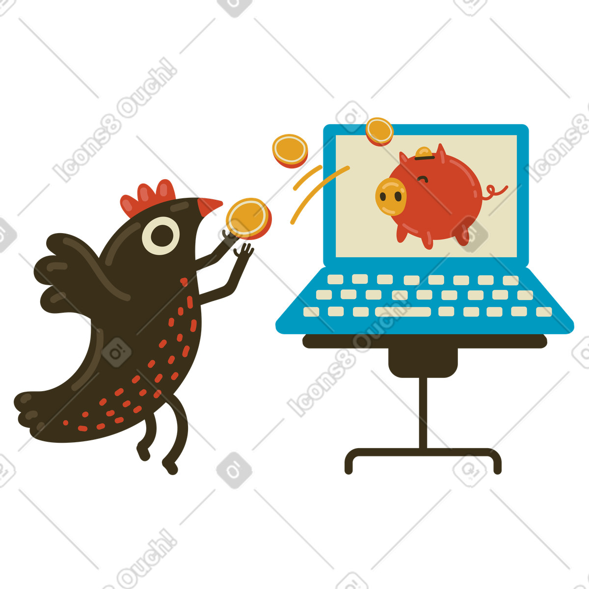 Illustration Tirelire en ligne dans le style Arabica à télécharger aux formats PNG, SVG