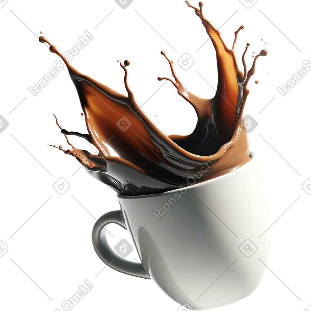 Cup of coffee with splashes illustration in Jumble style download in PNG, SVG