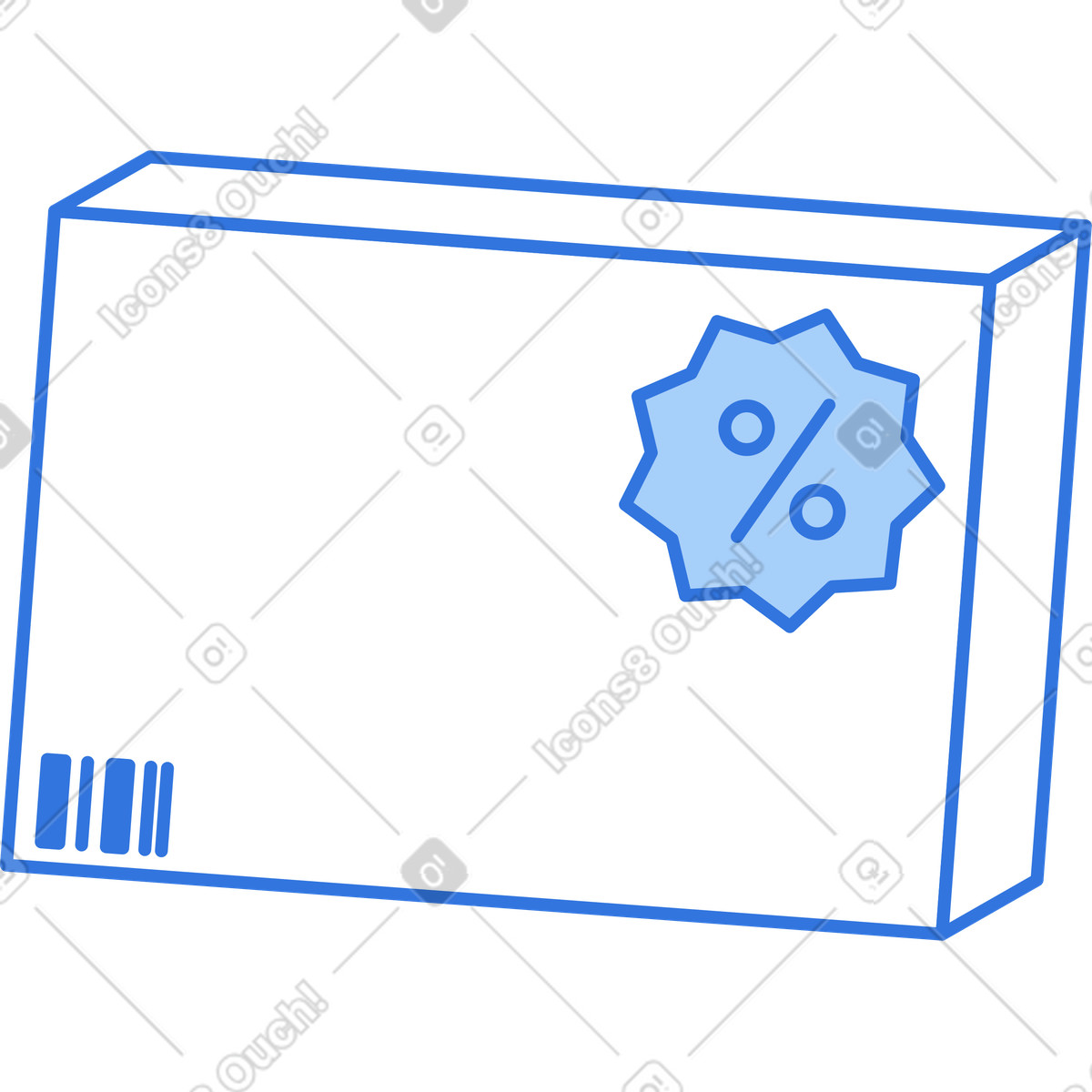 Ilustración Caja con pegatina de descuento en estilo Sky a descargar en PNG y SVG
