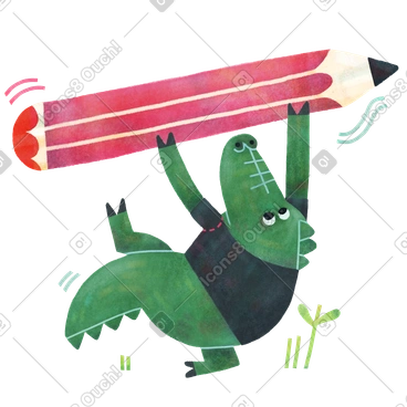 Alligator character using pencil to sign up PNG, SVG