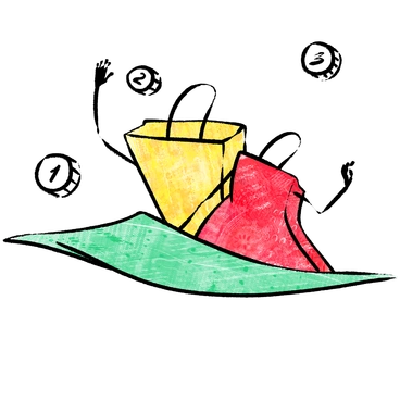 Colorful geometric shapes resembling a money theme - Doobry style illustration