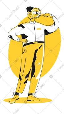 Man looking through magnifying glass PNG, SVG