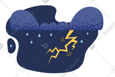 Rain and thunderstorm in the night sky PNG, SVG