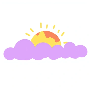 A delicate sunrise peeking through a layer of low-hanging clouds