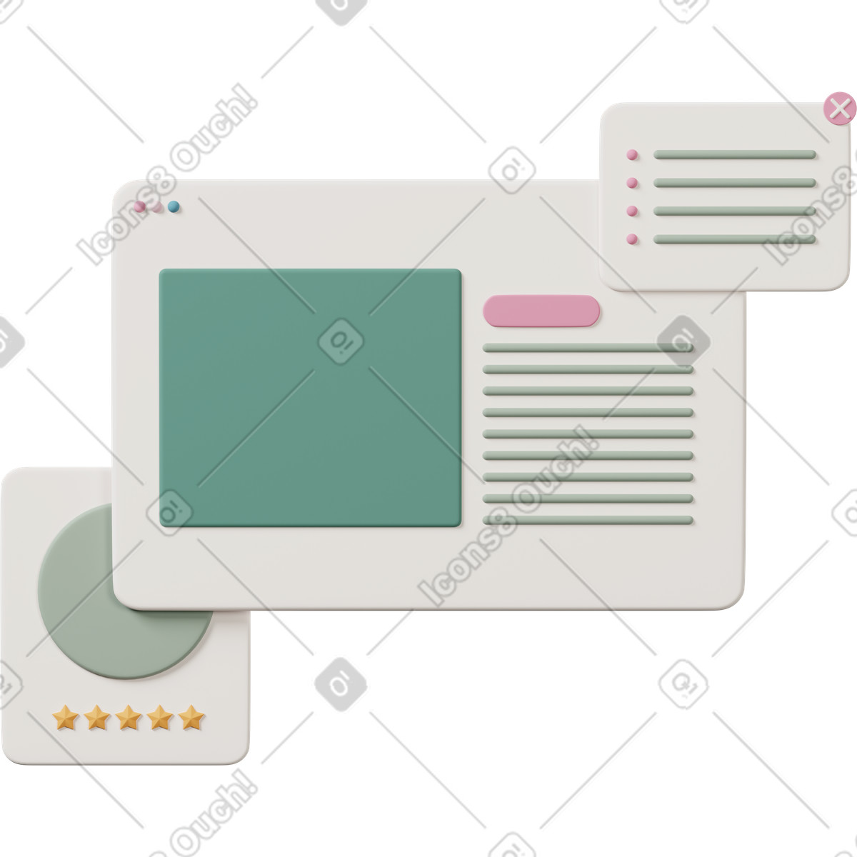 下载 3D Casual life 风格的 Browser window with text 插画，支持 PNG、SVG 格式
