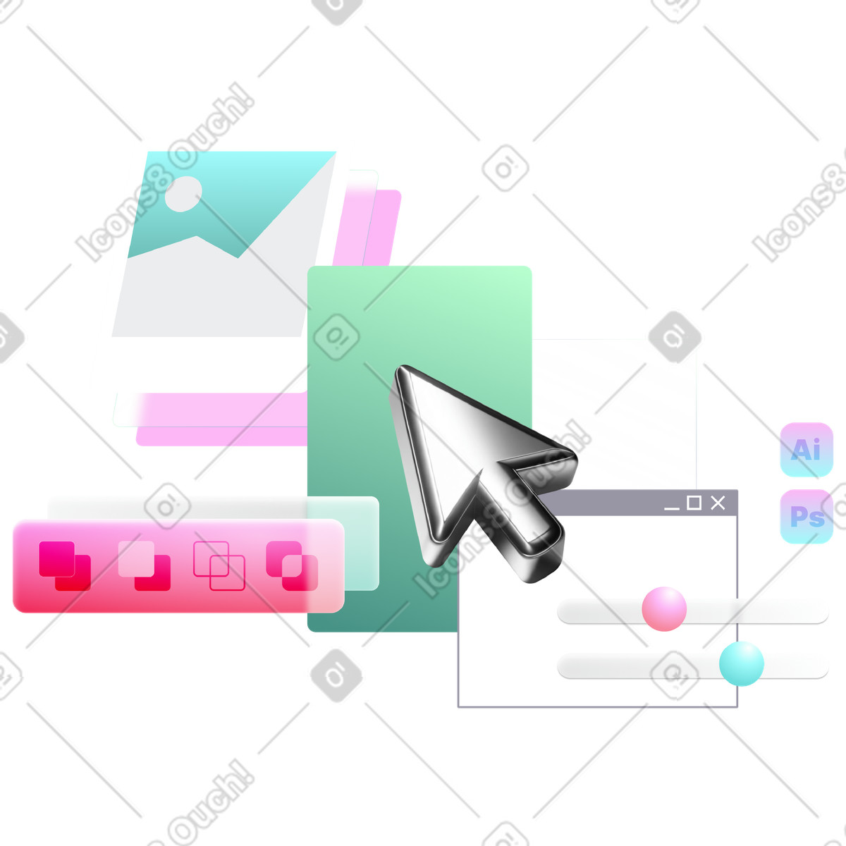 Web design software and user interface illustration in PNG, SVG