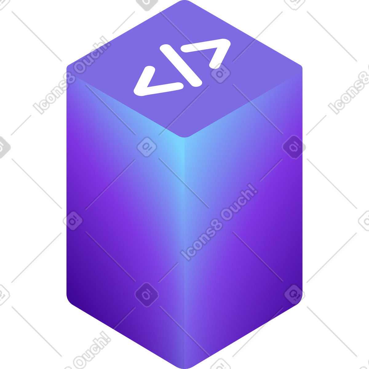 Cube with programming sign illustration in Hi-tech style download in PNG, SVG