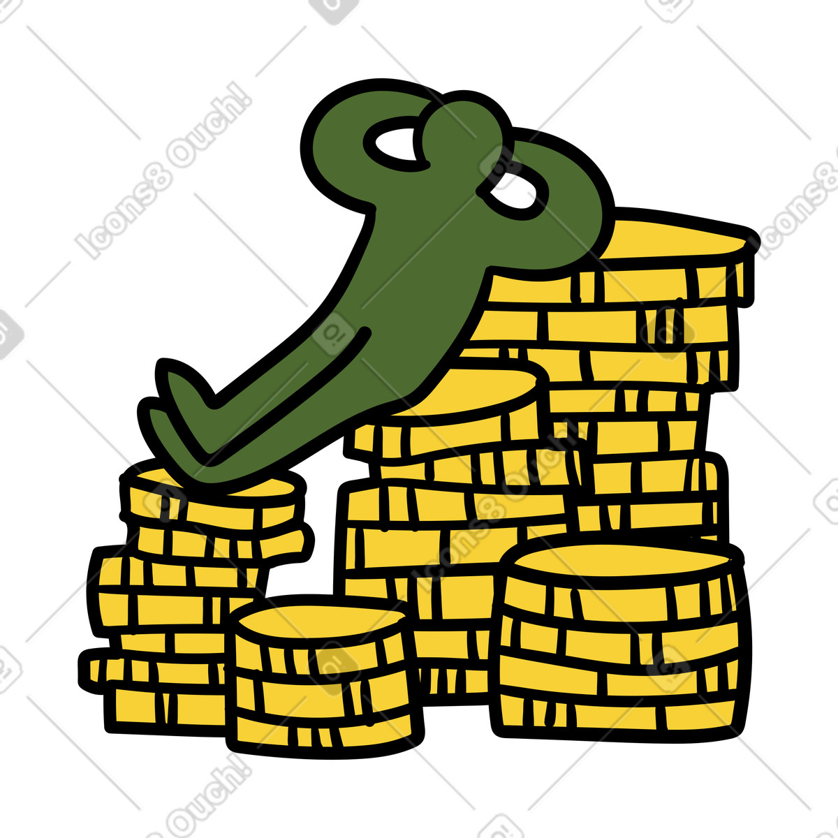 Wiggle スタイルの お金を積み上げ、銀行貯蓄と投資の成長 のイラストをPNG、SVG形式でダウンロード