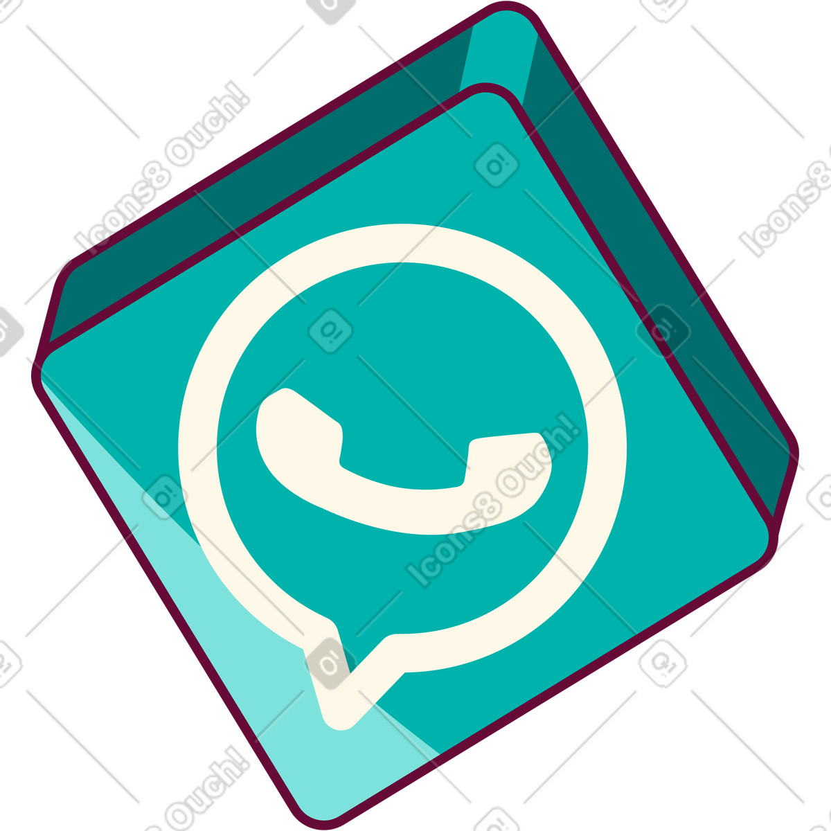 Handy スタイルの ターコイズのwatsappアイコン のイラストをPNG、SVG形式でダウンロード