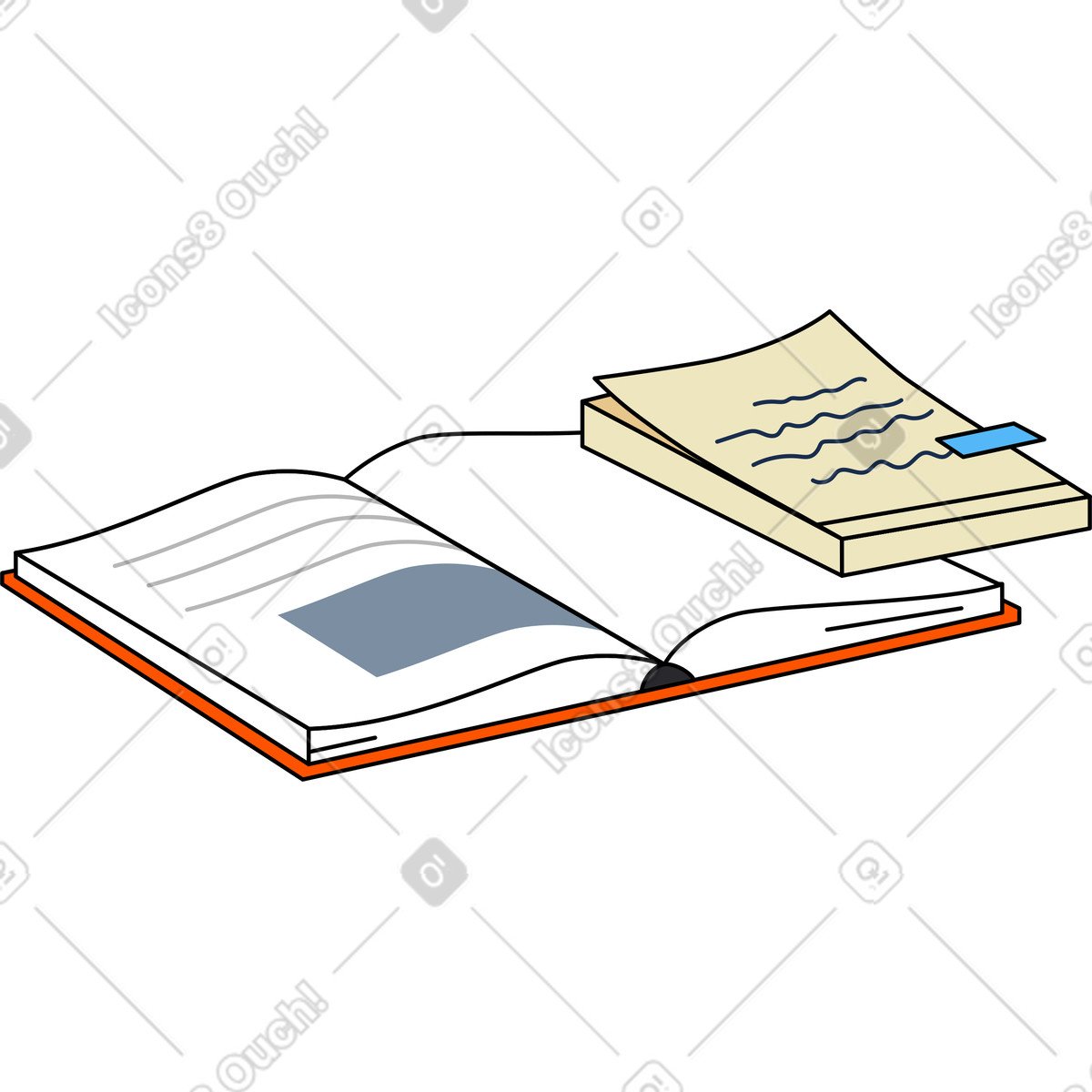 Stack of books illustration showcasing diverse literature clipart image in PNG SVG GIF